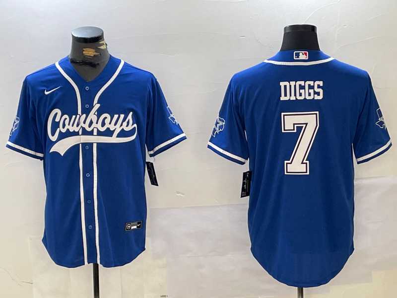 Men%27s Dallas Cowboys #7 Trevon Diggs Light Blue Cool Base Stitched Baseball Jersey
